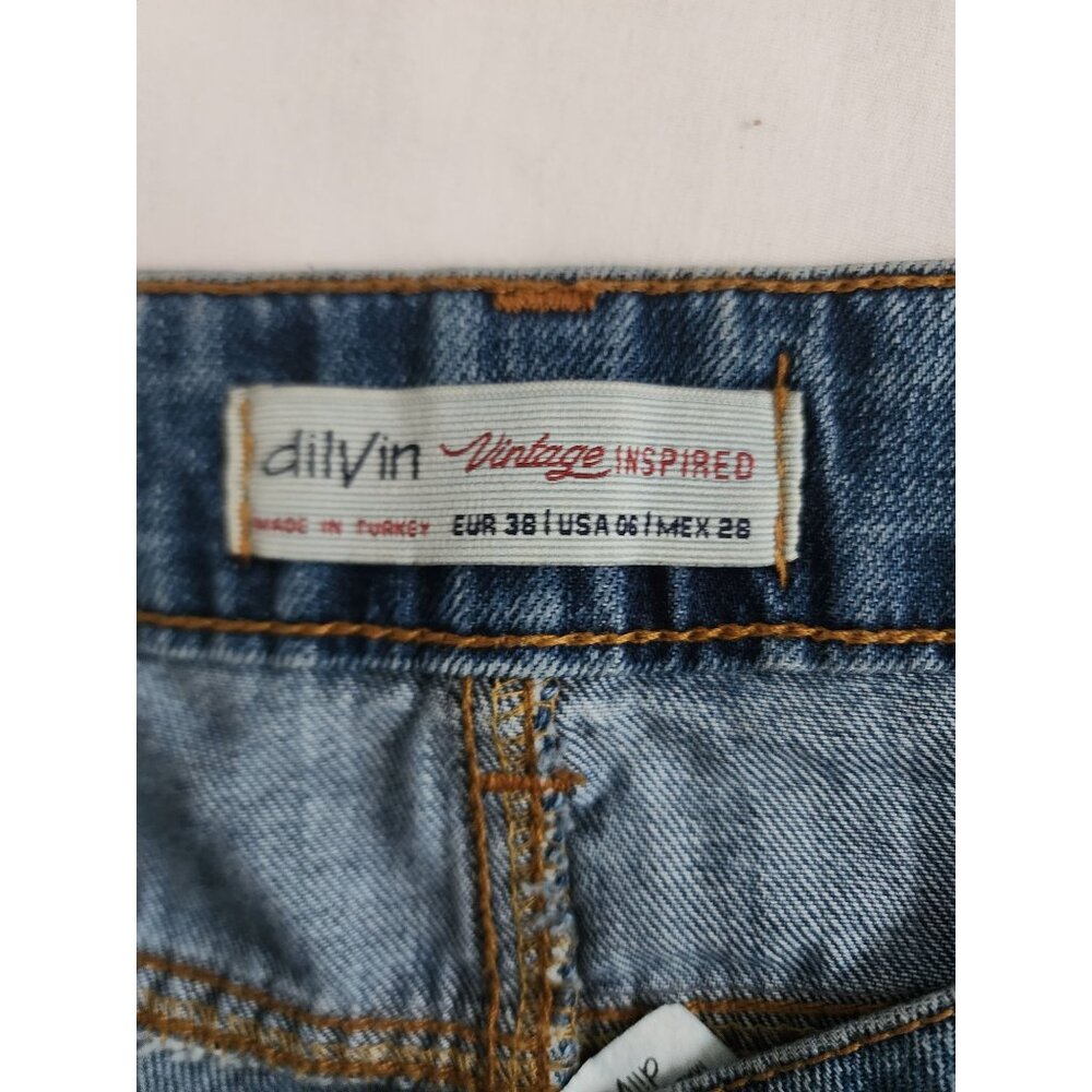 Dilvin Jeans Women's MAVI Blue Denim Patchwork Distressed Skirt Size US 06/EU-38 - Picture 6 of 12